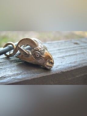 Vintage 925 Ethnic Ram goat Pendant (Greece) detailed